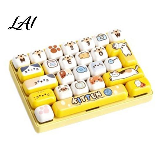 26-Key Keyboard Decor Fidget Toy Animal Theme Push Bubble Keyboard Tactile Pressing Toy Stress Relief Mini for Backpack Purse Charm