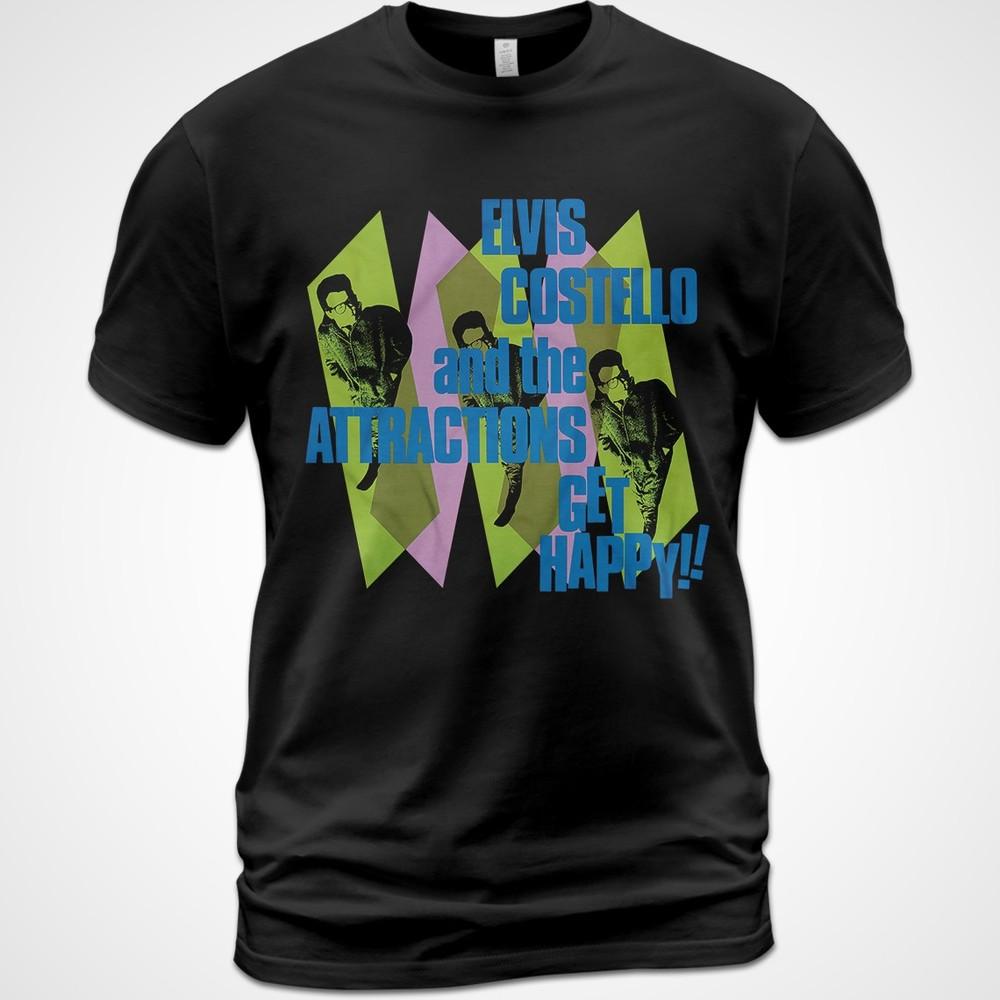 Cotton T-shirt Get Happy!! Elvis Costello On Tour Album Music Shirt Unisex T-Shirt XXL