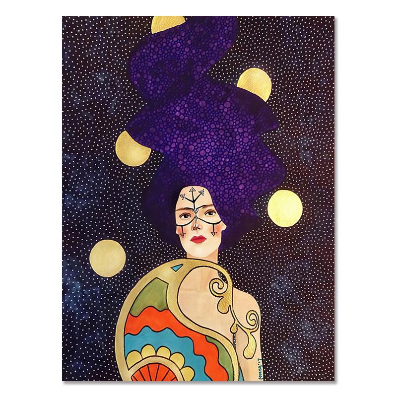 Abstract Flowers Girl Hair Wall Art Canvas Painting Bird Nordic Poster Art Prints Wall Pictures for Living Room Vintage