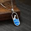 Platinum Oval Blue Wave Necklace Versatile Temperament Clavicle Chain
