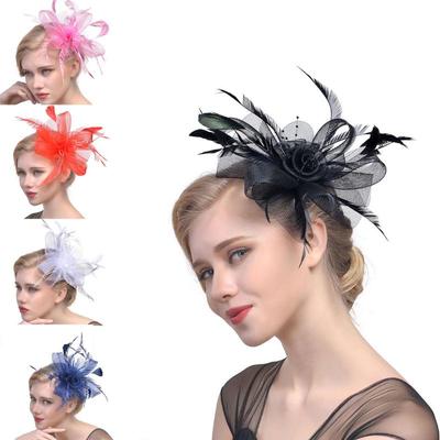 Feather Aliceband Fascinator Čelenka Svatby Ladies Day Race Royal Ascot