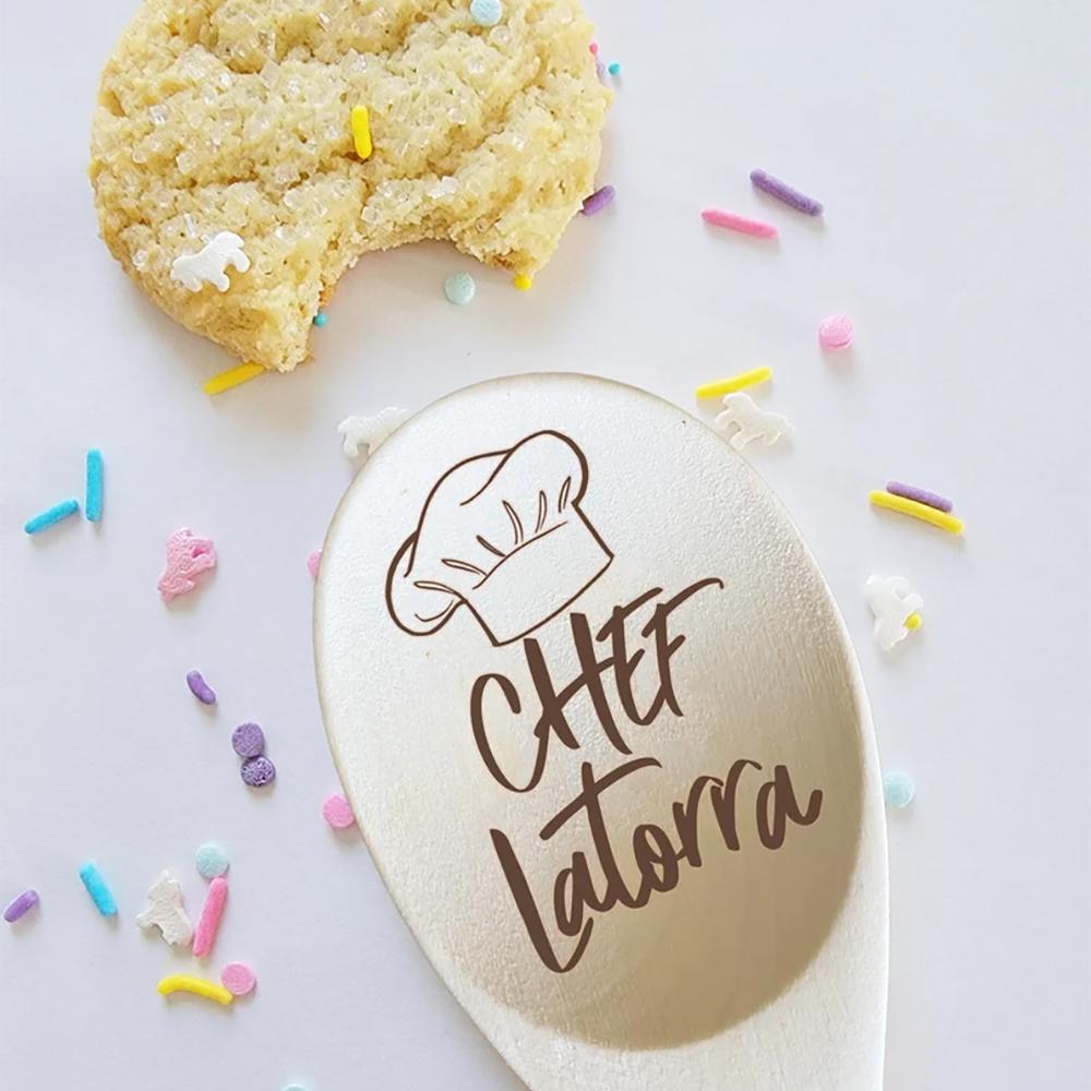 Personalized Chef Spoon Engraved Wooden Spoon Mother's Day Gifts Birthday Baking Cooking Supplies Kitchen Decor Mom Chefs Gift