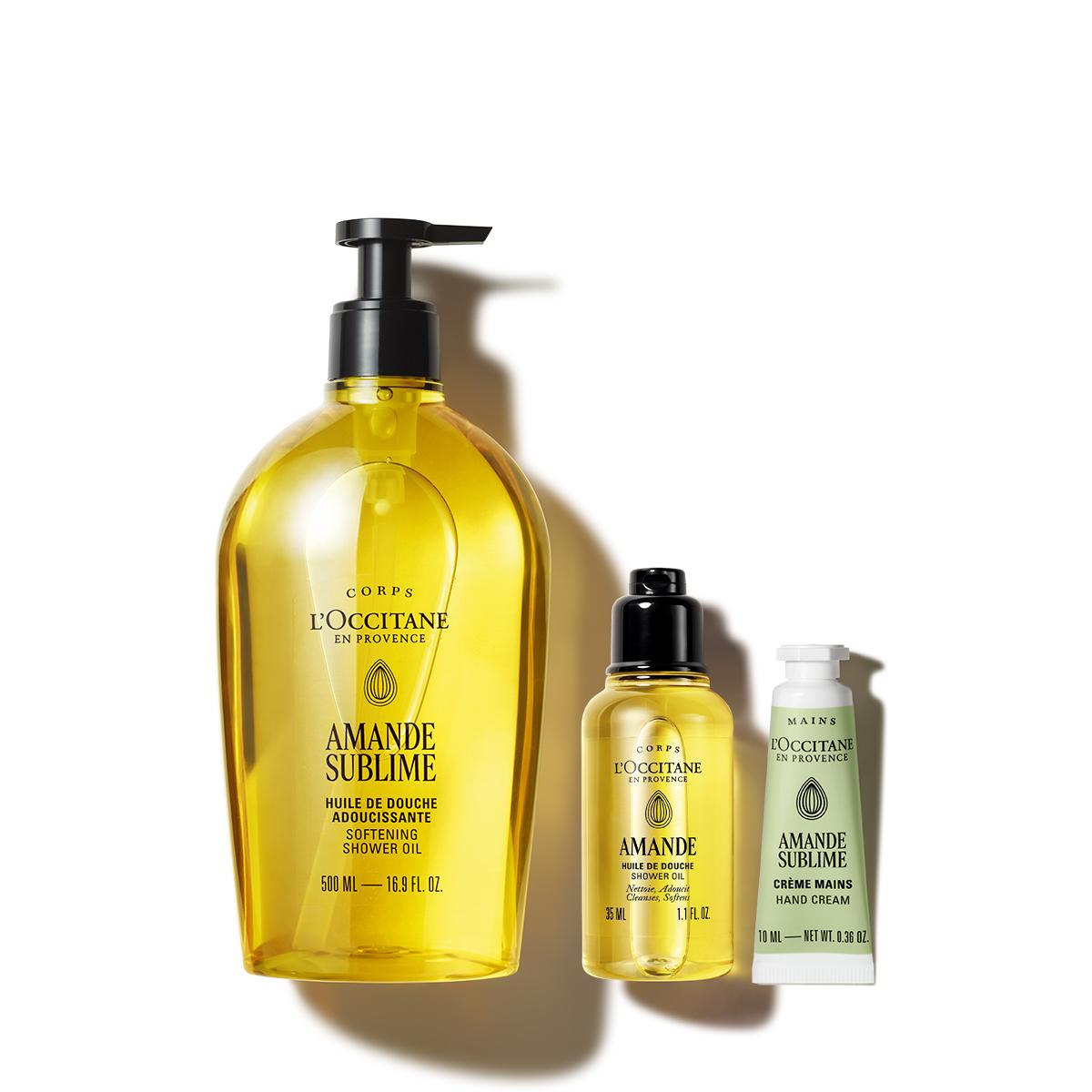 

[L Occitane] Миндальное смягчающее масло для душа 500 мл Подарочный набор (Изысканный миндаль + 2 роскошных миниатюры)