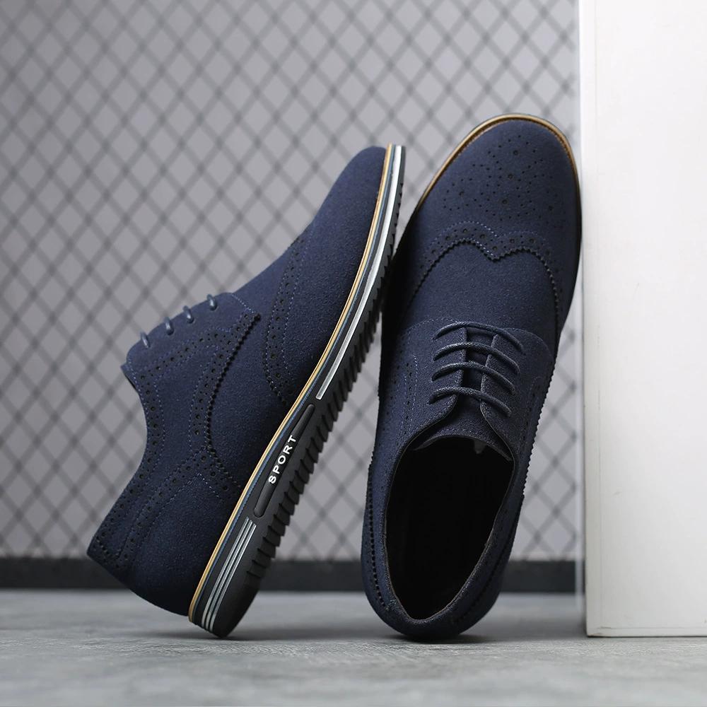 New 2025 Designer Men's Suede Leather Brogues Shoes Fashion Men Casual Daily Gentleman Leisure Shoes For Man