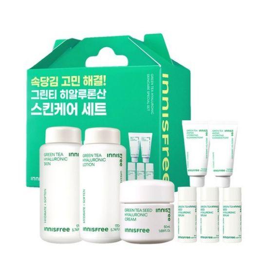Innisfree Green Tea Hyaluronic Acid Skincare 3 Set Hydrating Moisture Care Kit