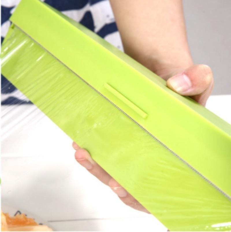 Kitchen Tool Plastic Food Wrap Cling Film Dispenser Aluminum Foil Wax Paper Cutter Cutting Box LS