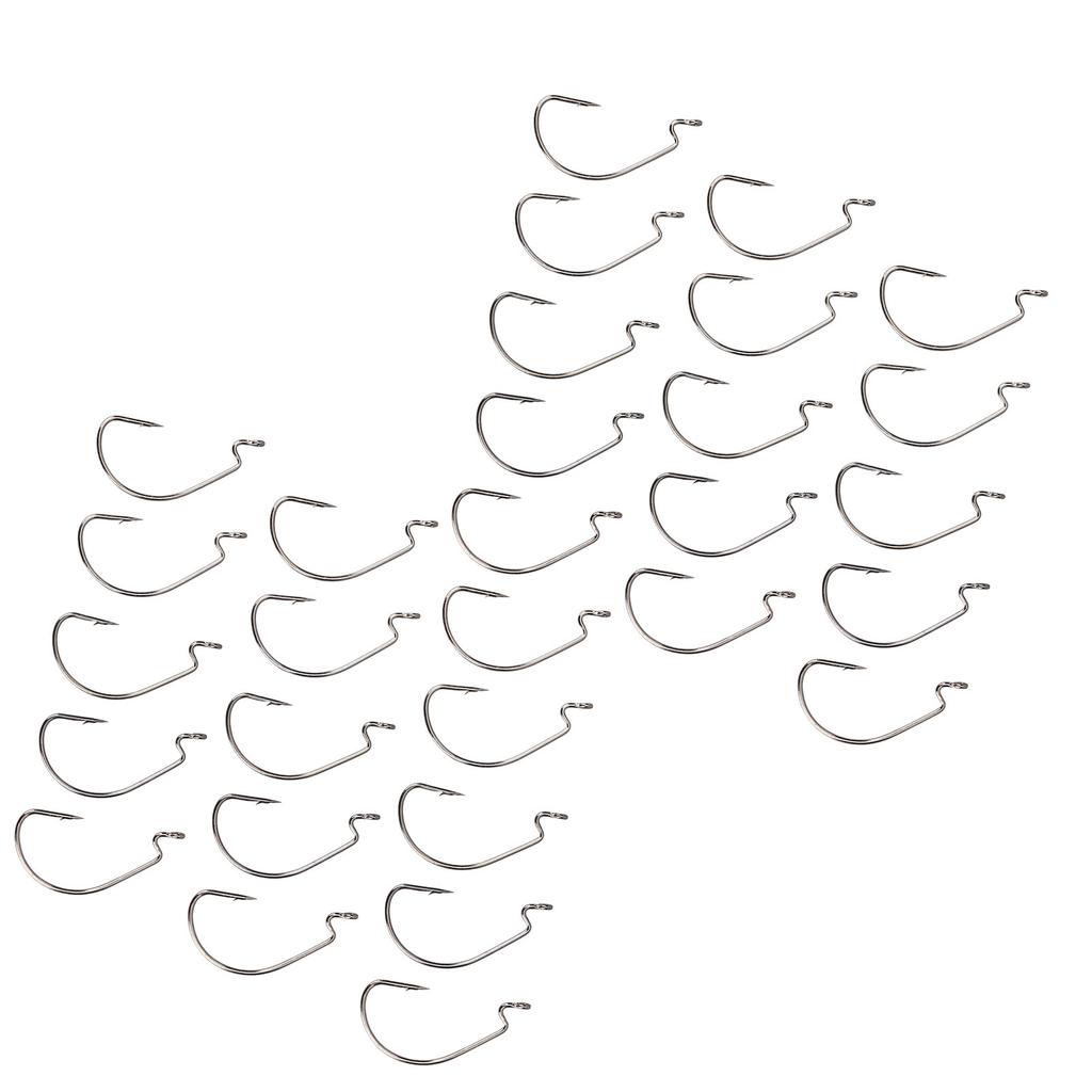 30Pcs Stainless Steel Fishing Hook Long Shank Fishing J Hooks Kit for Freshwater Saltwater