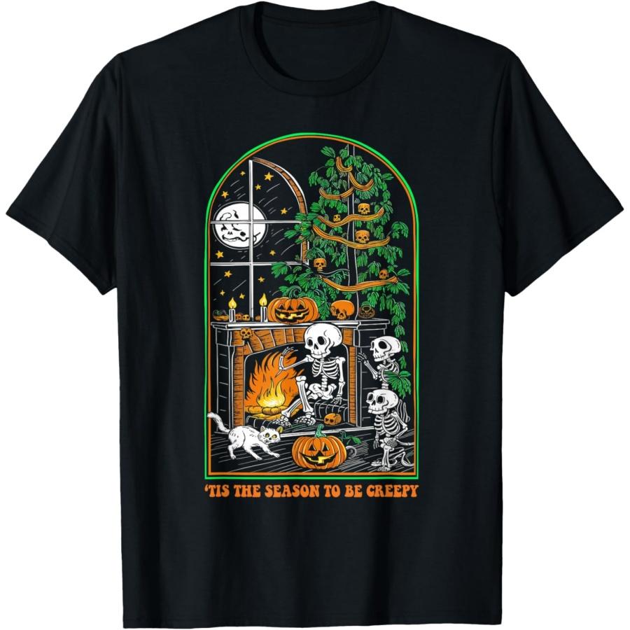 Tis The Season to Be Creepy Skeleton Halloween Spooky Season T-Shirt S