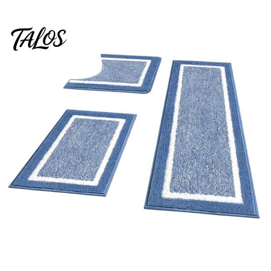 Set da 3pz Tappetini da Bagno, Tappeti da Bagno Altamente Assorbenti Antiscivolo, Tappetini Morbidi Lavabili per Lavandino del Bagno, WC, Vasca da Bagno