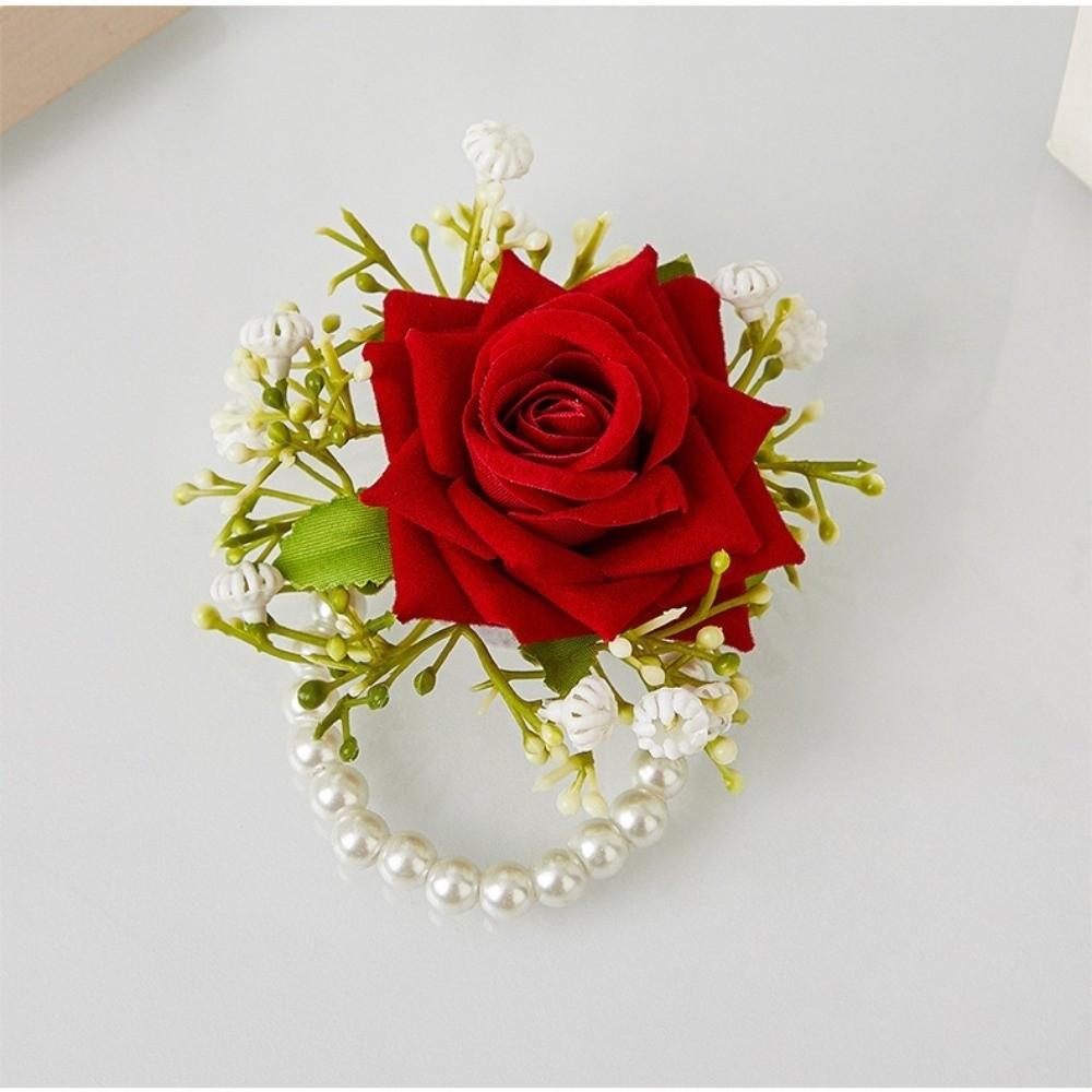 Seidenrosen-Anstecker Handgefertigte Handgelenksblume Elegante Hochzeitsbrosche Hochzeitszubehör