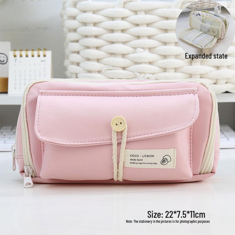 Japanese Style Cotton Rope Pencil Case - Large Capacity for Junior & Senior High School Students