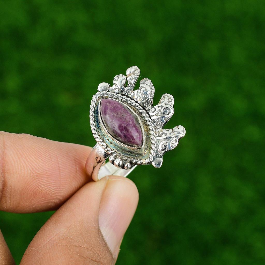 Natural Ruby Zoisite Gemstone 925 Silver Multi Stone Adjustable Ring For Women