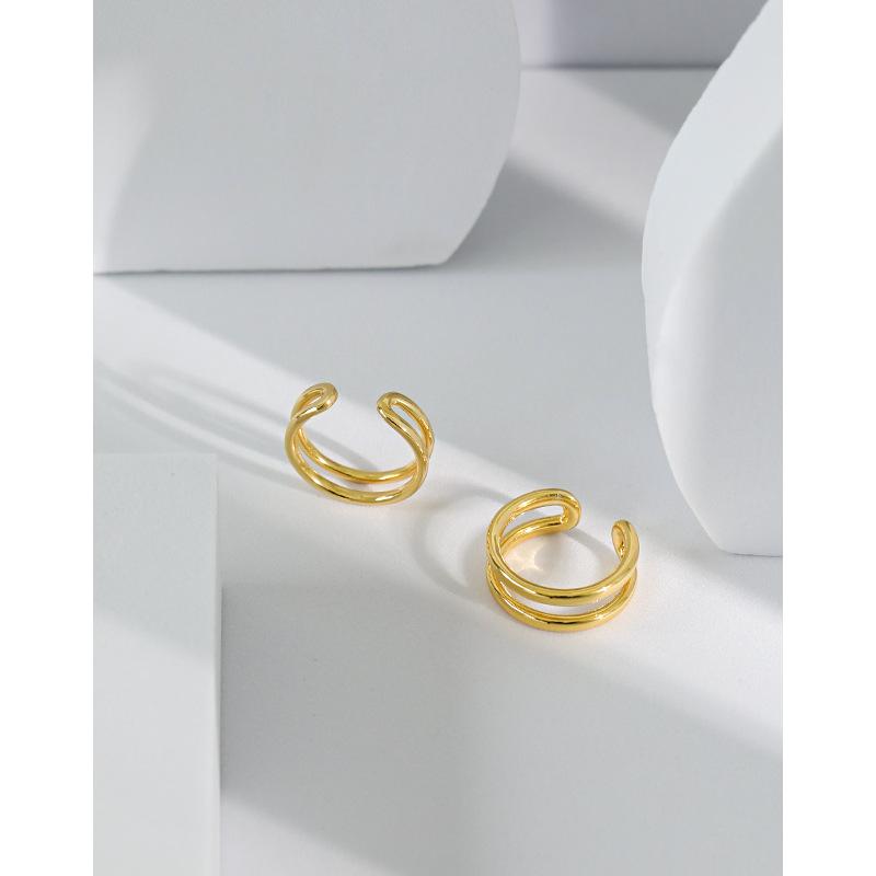 VIANRLA Double Band Ring Dainty Open Cuff Ring Minimalist Gold Ring 925 Sterling Silver 100% Handmade Jewelry Silver Earrings