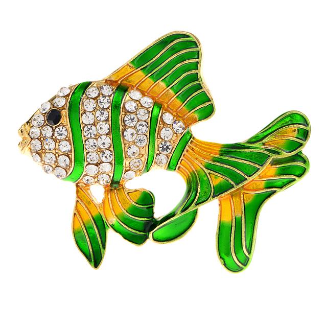 New Beautiful Colorful Tropical Fish Brooches for Wmen 3 Colors Available Animal Pin Rhinestone Shining Accessories