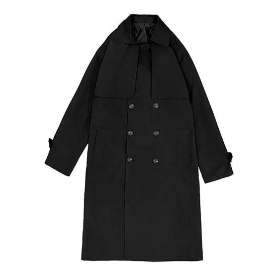 Abrigo de Invierno para Hombre Doble Botonadura Mangas Largas Solapa Color Sólido Botones Mantente a la Moda Holgado Ropa de Abrigo Longitud Media Gabardina para Hombre para la Calle