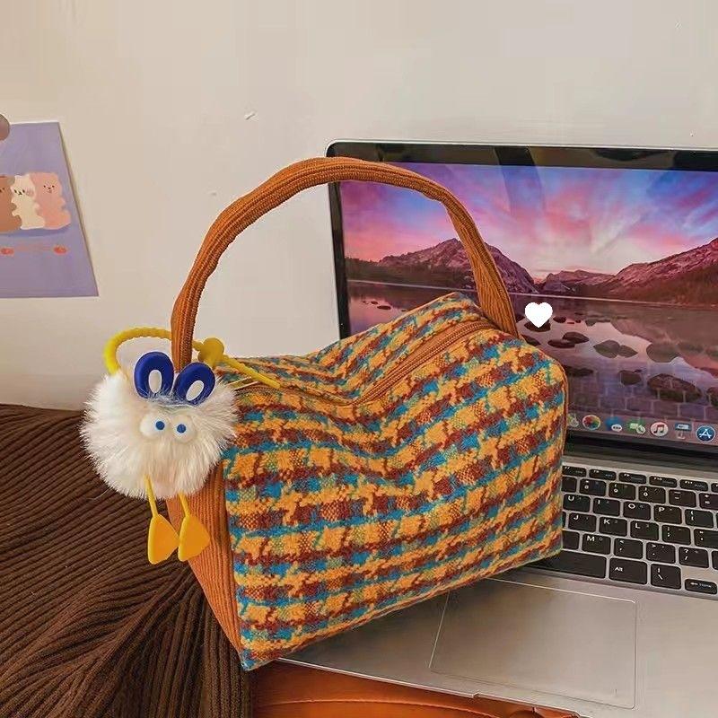 

Women s Cosmetic Bag Autumn Winter New Bags Cute Thousand Bird Lattice Handbag Makeup Bag Neceser De Maquillaje Pouch Makeup Bag