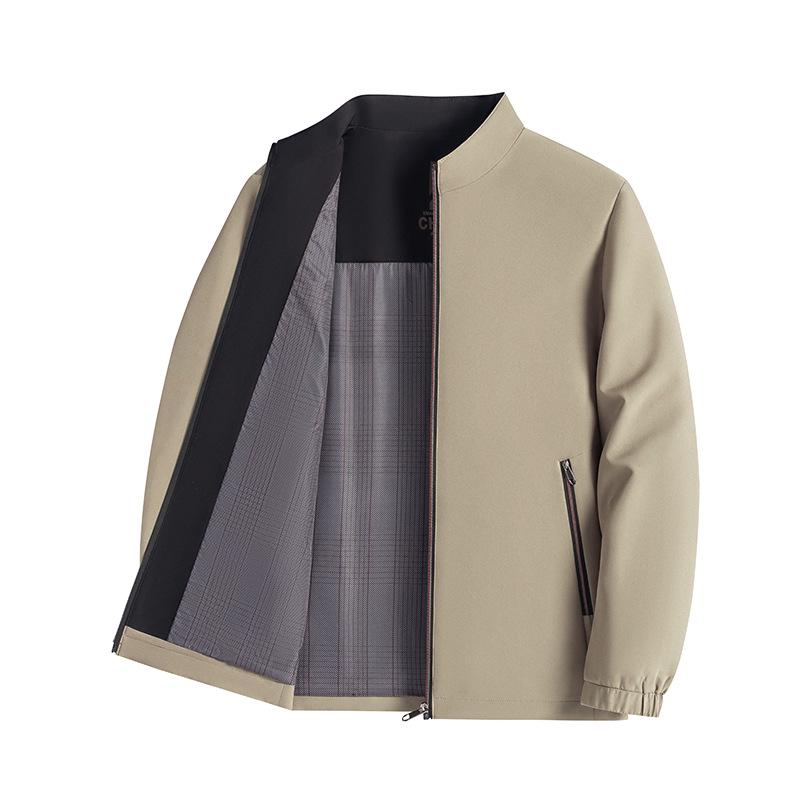 Men's Spring & Autumn Casual Stand-Up Collar Jacket - Dad Style, Versatile, Loose-Fit, Lightweight