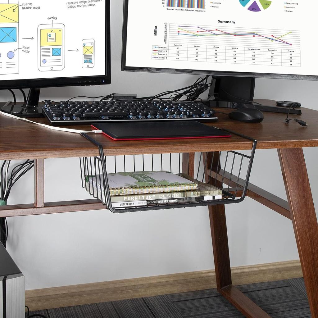 DIFEIUKI Hängeregal Set aus 2 Stück Kücheneinsatz Draht zum Aufbewahren von Küchen- und Kleinteilen Hängend Geeignet für und Multifunktionales Regal Regal, Typ, Korb,