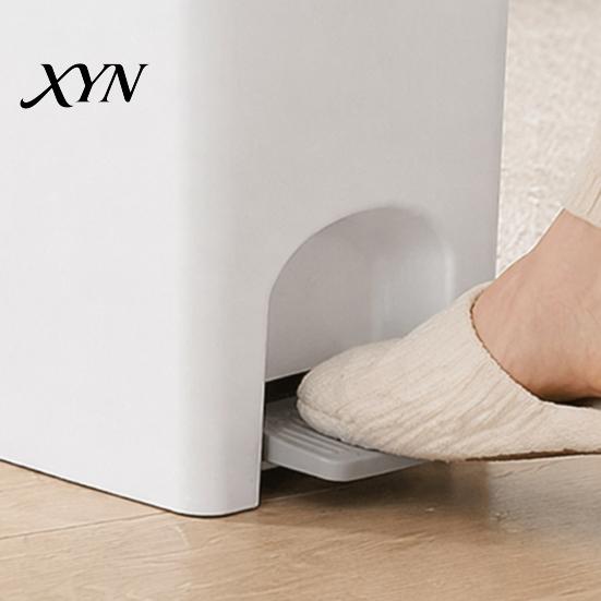 Touchless Trash Bin with Lid Slim Can, Pedal Step Design, Odor Proof Wastebasket, Narrow Can for Toilet Area Garbage Waste Basket, Office Kitchen