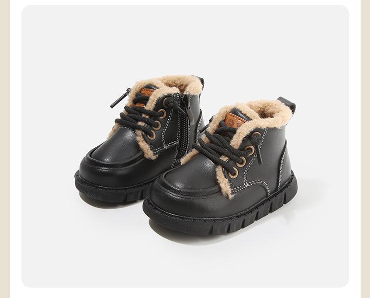 Baby Boys Velvet Martin Boots: Winter Short Boots for Kids, Versatile Baby Walker Shoes Suitable for Boys and Girls.