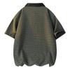 Men's casual lapel POLO shirt summer loose striped versatile short-sleeved T-shirt
