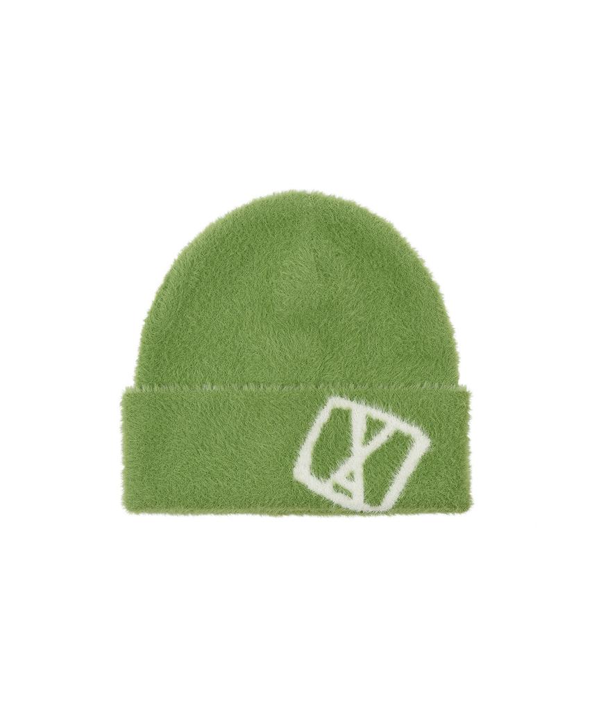 Bajal Va Square Jacquard Angora Beanie Green