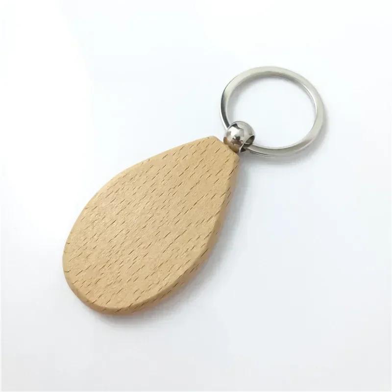 

Custom Logo Name Personalized Keyring Laser Engraved Wooden Car Moto Keychain Retro Round Rectangular Pendant Cute Gift