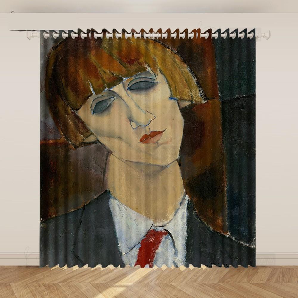 2KS Modigliani Portrét Mistrovské Malby Závěs Umělec V Pracovním Studiu Moderní Nika Severský Závěs do Obývacího Pokoje cortinas