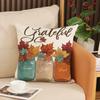 Thanksgiving Pillow Covers,Pumpkin & Autumn Leaf Design, Soft Flannel Sofa Cushion Covers for Home Decor,45x45cm, No Pillow Insert