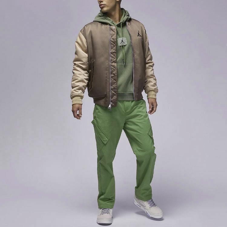 Jordan Solid Color Logo Embroidered Mid-Waist Straight Casual Pants Men Bottoms Green FB7306-340