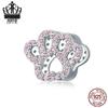 Bracciale Everlove in Argento Sterling s925 con Smalto Colorato a Forma di Zampa con Perline di Gatto e Cane