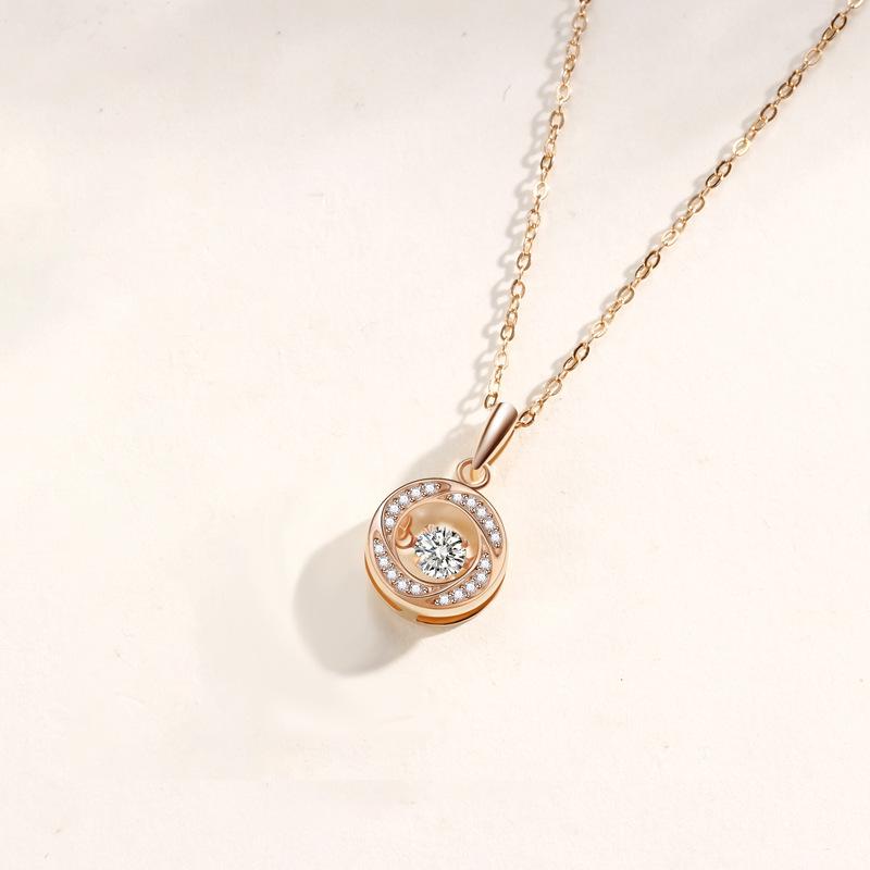 

Круглая подвеска для женщин с бриллиантами корейской версии, нишевый дизайн, бьющееся сердце, женское ожерелье из циркония