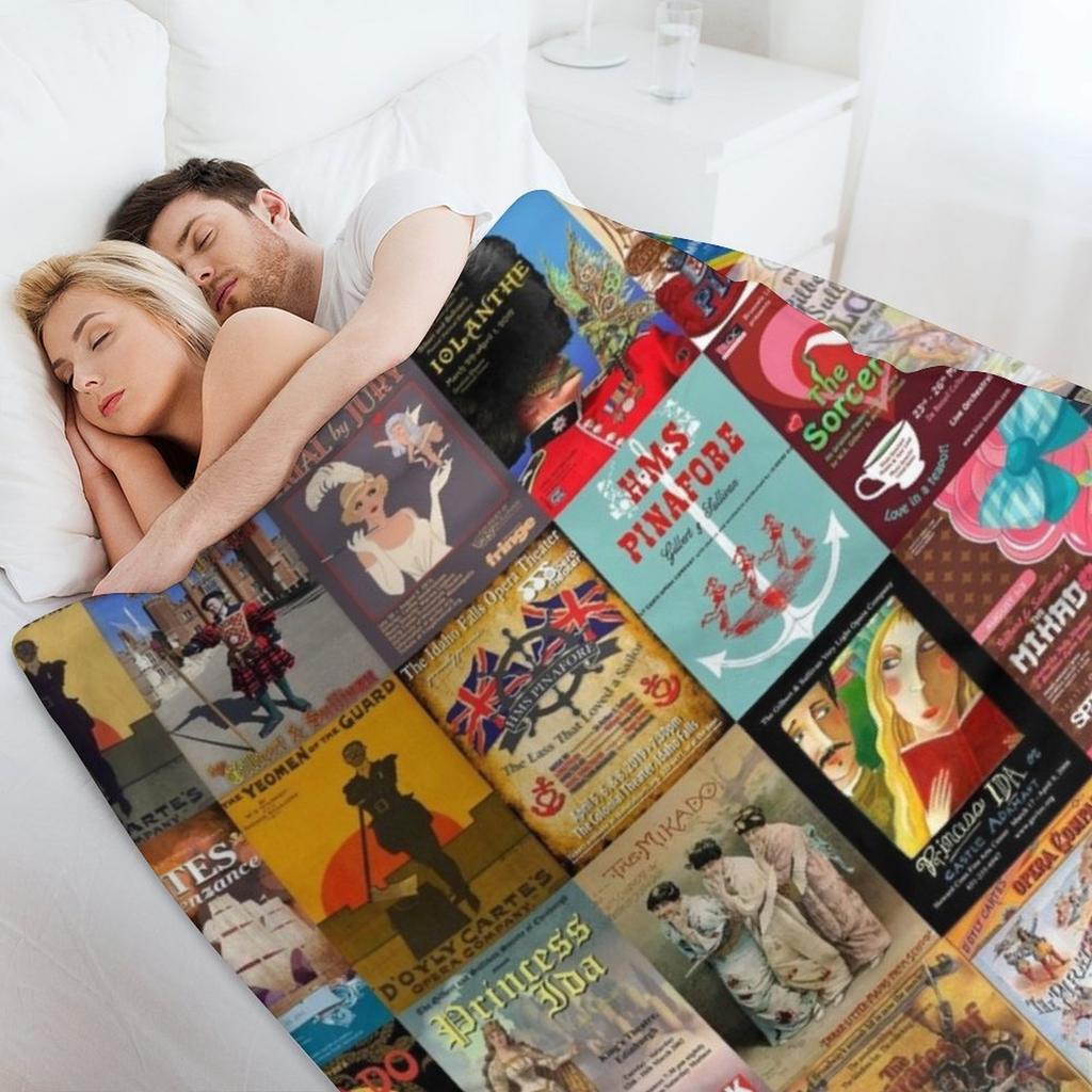 Gilbert and Sullivan Opera Posters Throw Blanket Sofa Furry valentine gift ideas Kid'S Blankets