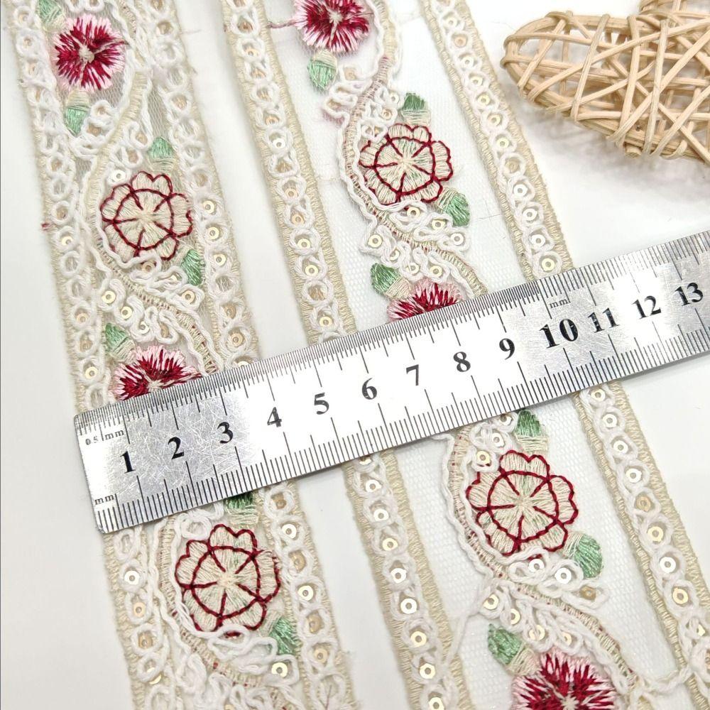 10 Yards 4cm Width Lace Fabric Trim Embroidery Flower Pattern Ribbon Trim Edge Trim Ribbon Applique Design
