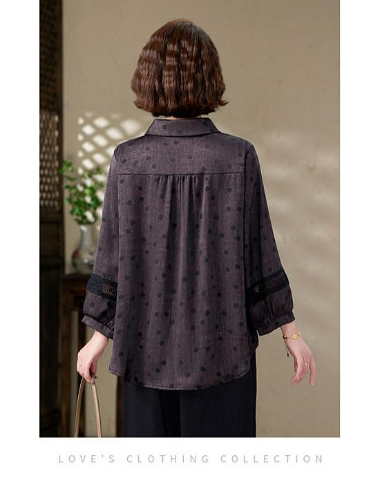 Stylish Loose-Fit Long-Sleeve Top for Middle-Aged & Elderly Women - Casual Belly-Covering Shirt