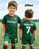 26 Boys Ronaldo No.7 Football Jersey Tee Shorts Set Harajuku PORTUGAL Fans Shirt Shorts Set Kids Tracksuit 2 Piece Set