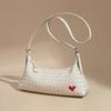 IELGY Hand-Woven Baguette Bag All-Match Commuter Underarm Bag White