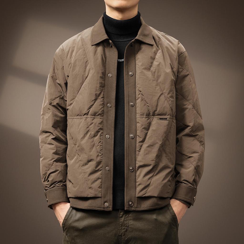 Men's 2024 Winter Loose-fit Shirt-style Jacket - White Duck Down, Lightweight, Plus Size Workwear