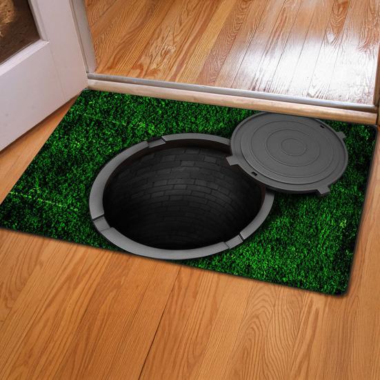 Floor Mat 3D Optical Illusion Rug with Realistic Hole Effect High-Resolution Printing Non-Slip Soft