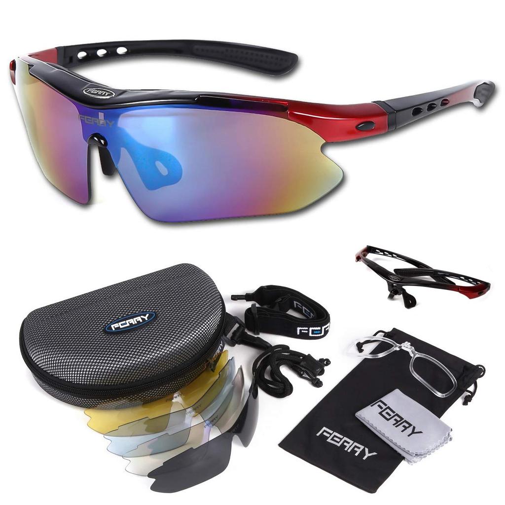 FERRY Polarized Lens Sports Sunglasses Full Set 5 Replacement Lenses Unisex 7 Colors