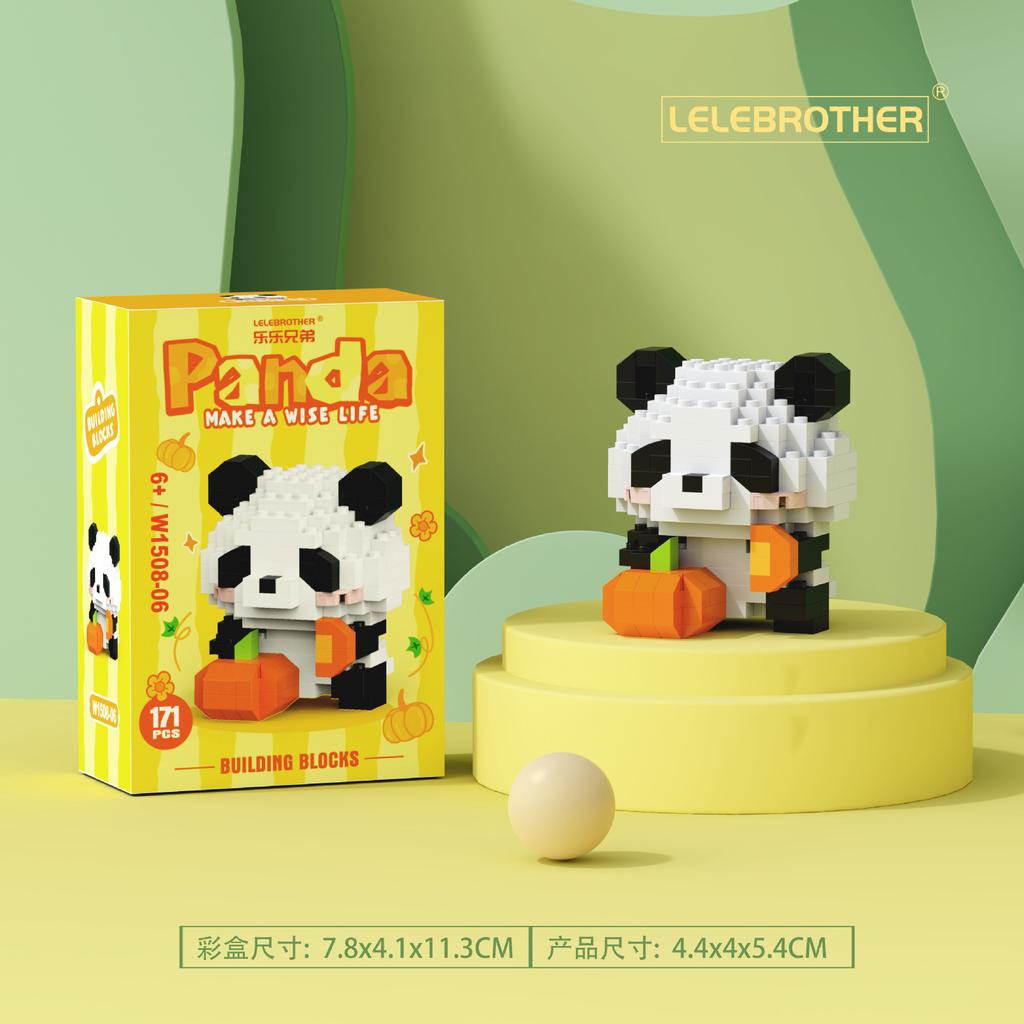 New cartoon building blocks cute pandas flowers, menglan dolls puzzle building blocks Table ornaments boys girls birthday gifts