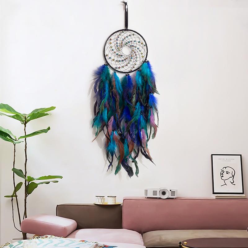 Indian Feather Wind Chime Hanging Ornament Dream Chaser Handmade Dream Catcher Room Bedroom Pendant Creative Crafts