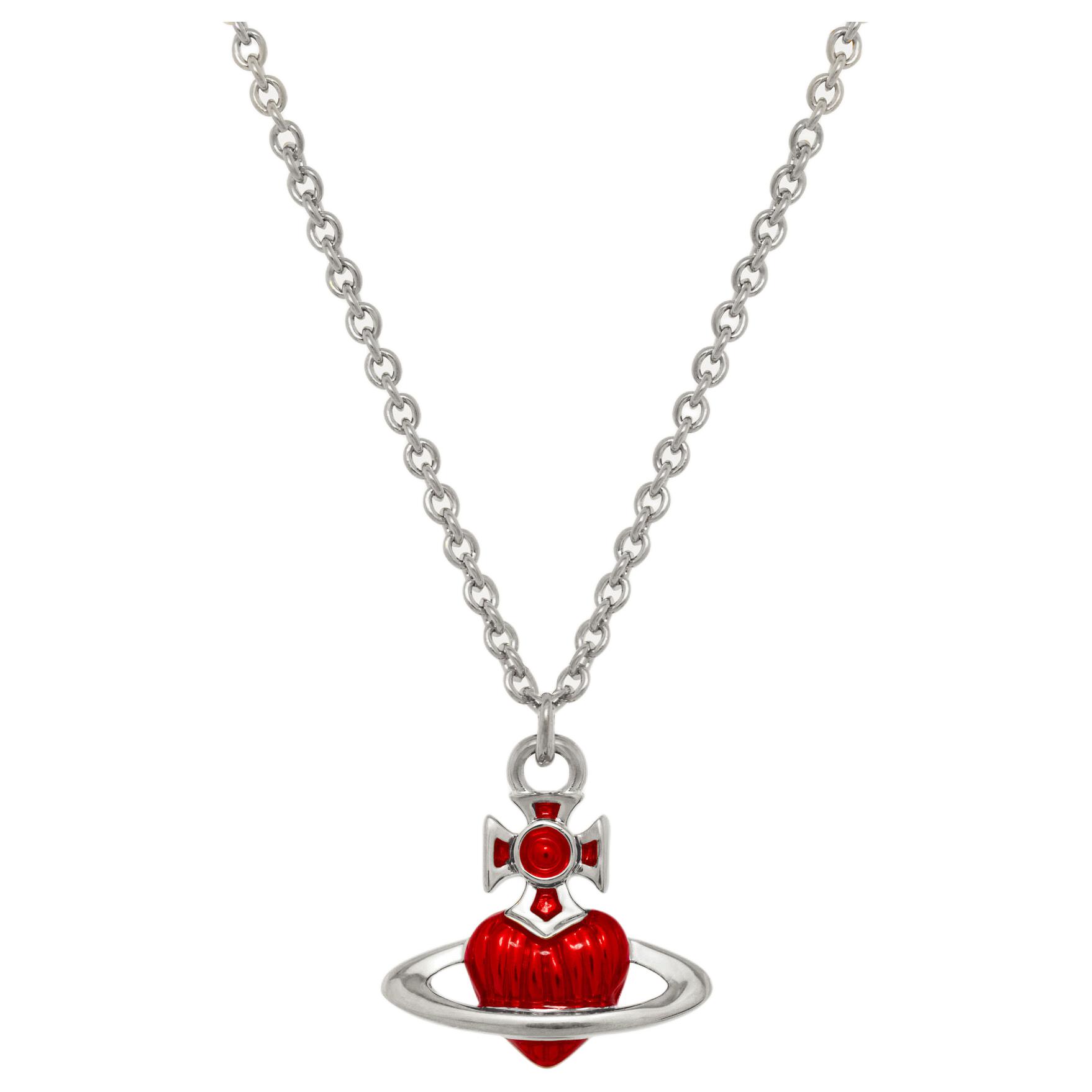 

Vivienne Westwood Fabianna Saturn Retro Fire Red Heart Necklace Unisex necklace Silver 630203HS-02P420 Basic Packaging-Dust Bag+Box