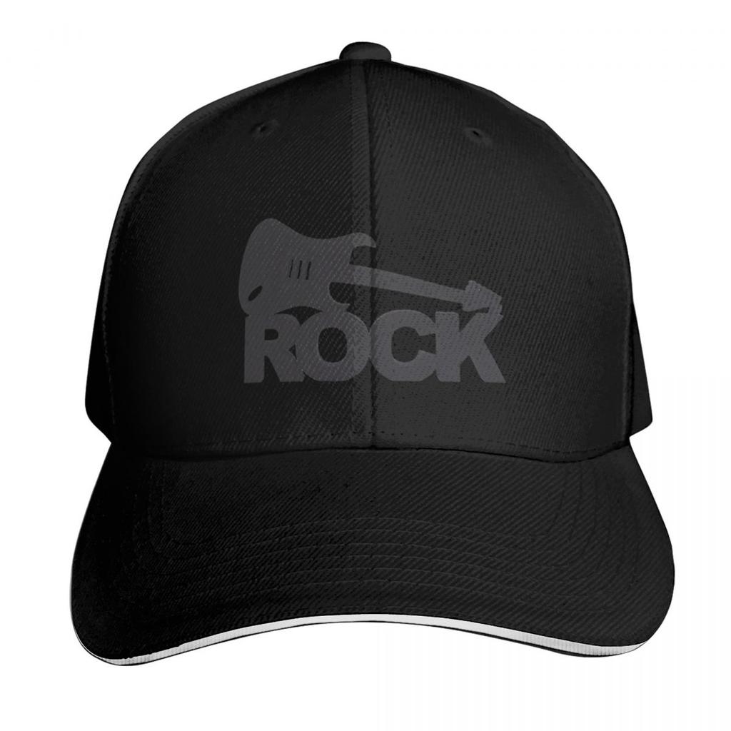 Logo Rockowe z Gitarą Czapka Modna Codzienna Czapki Baseballowe Regulowany Kapelusz Hip Hop Lato Unisex Czapki Baseballowe