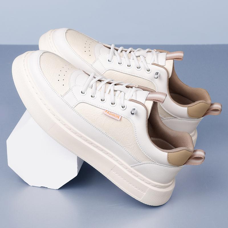 Fashion Stylish Men's Casual Leather Shoes Lace-Up Skateboard Footwear for Men Comfortable Sneakers Anti-Slip Tenis Masculino Trainers