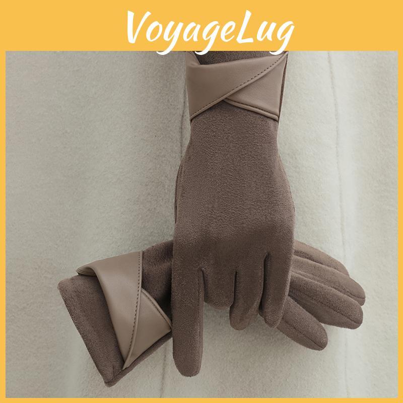 Gloves Suitable Warm Velvet With For Women To Use In Winter Touch Screen Elegant Bow Accessories Cycling And Driving Gloves