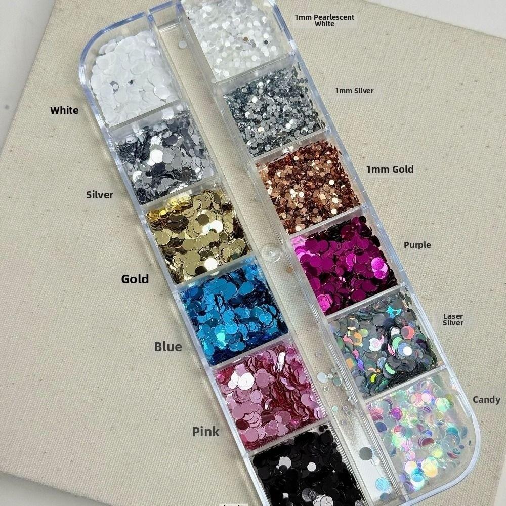 Colorful Glitter Nail Accessories 12-Grid Nail Charms  Nail Salon