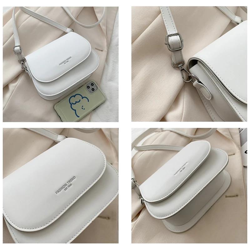 Sac à bandoulière de selle en cuir PU pour femmes, sac à main Simple à rabat de couleur unie, pochette