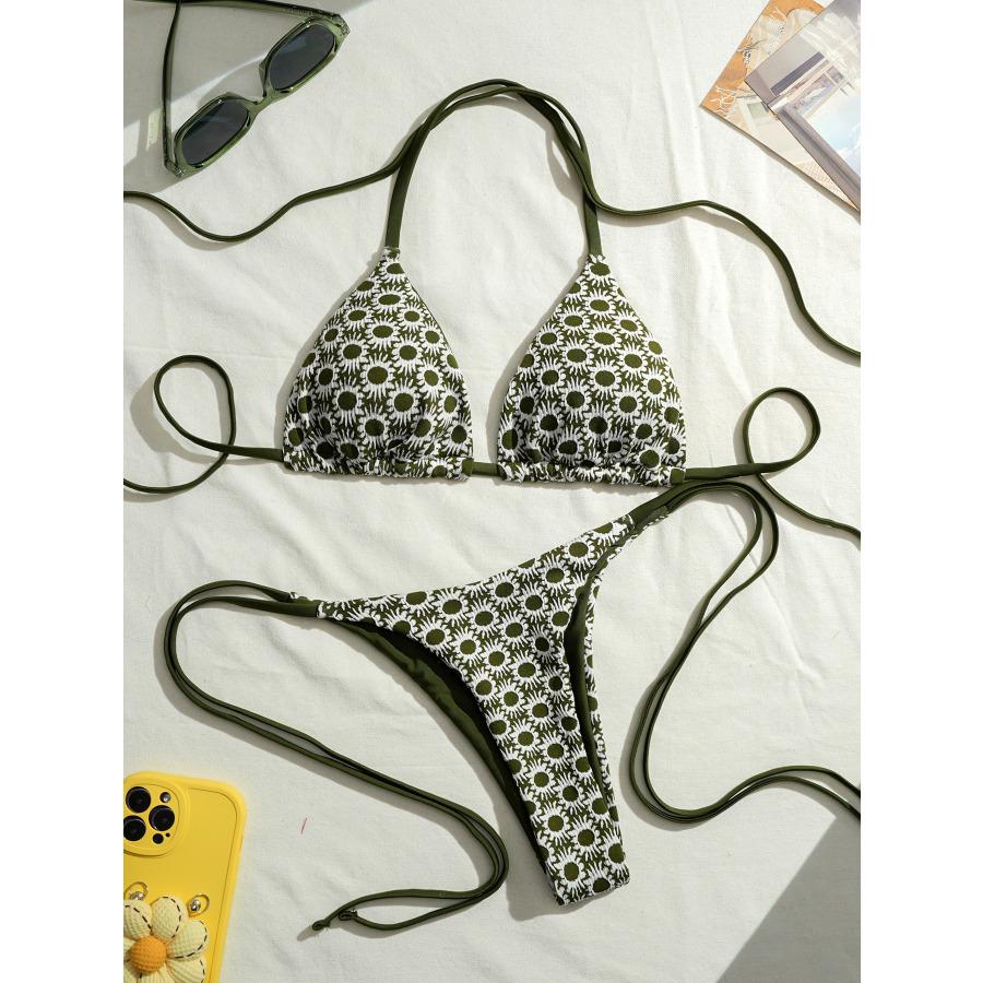 New Women s Two Piece Sunflower Bikini Swimsuit Set S