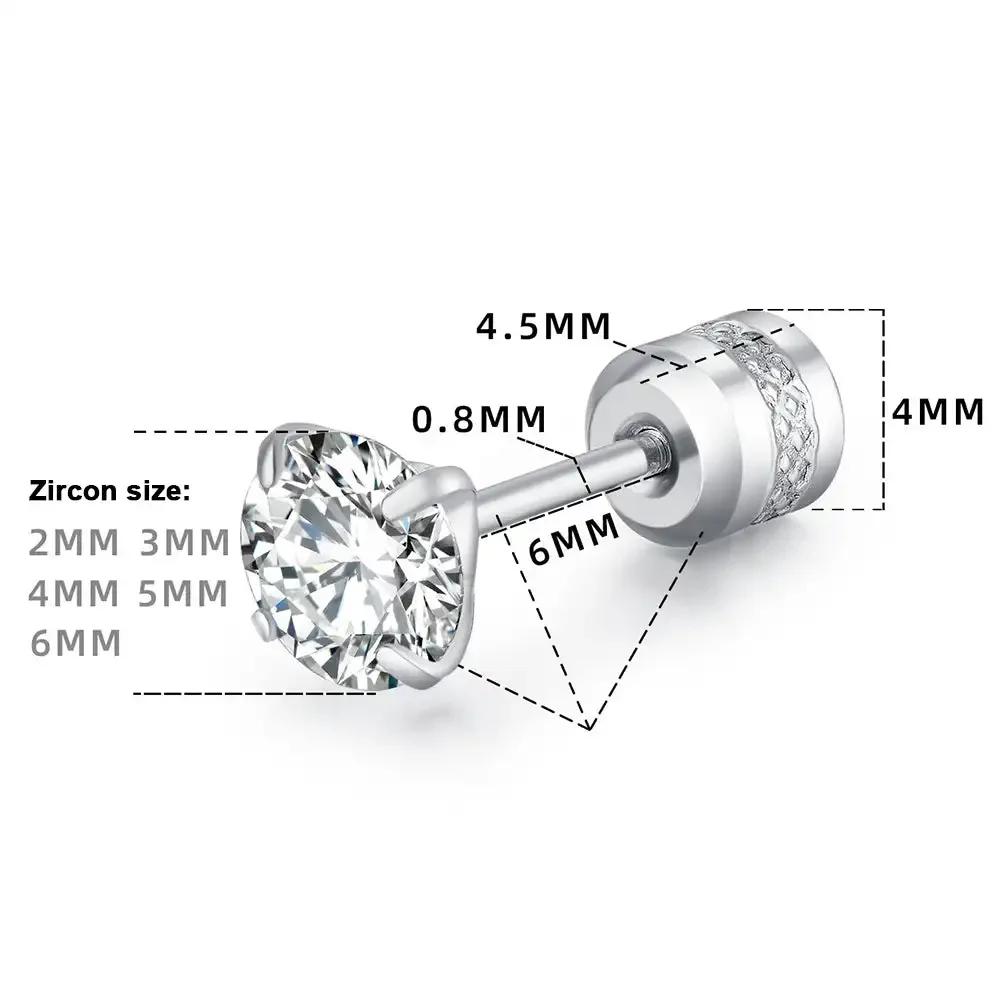 Fashion Four Claw Zircon Cartilage Stainless Steel Ear Stud Crystal Zircon Earrings Piercing Jewelry Steel Clear